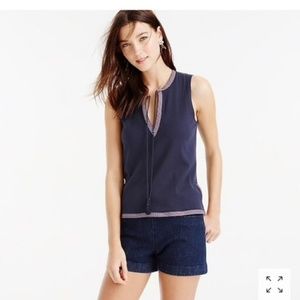 NWT J. Crew Navy Tassel Tank Top